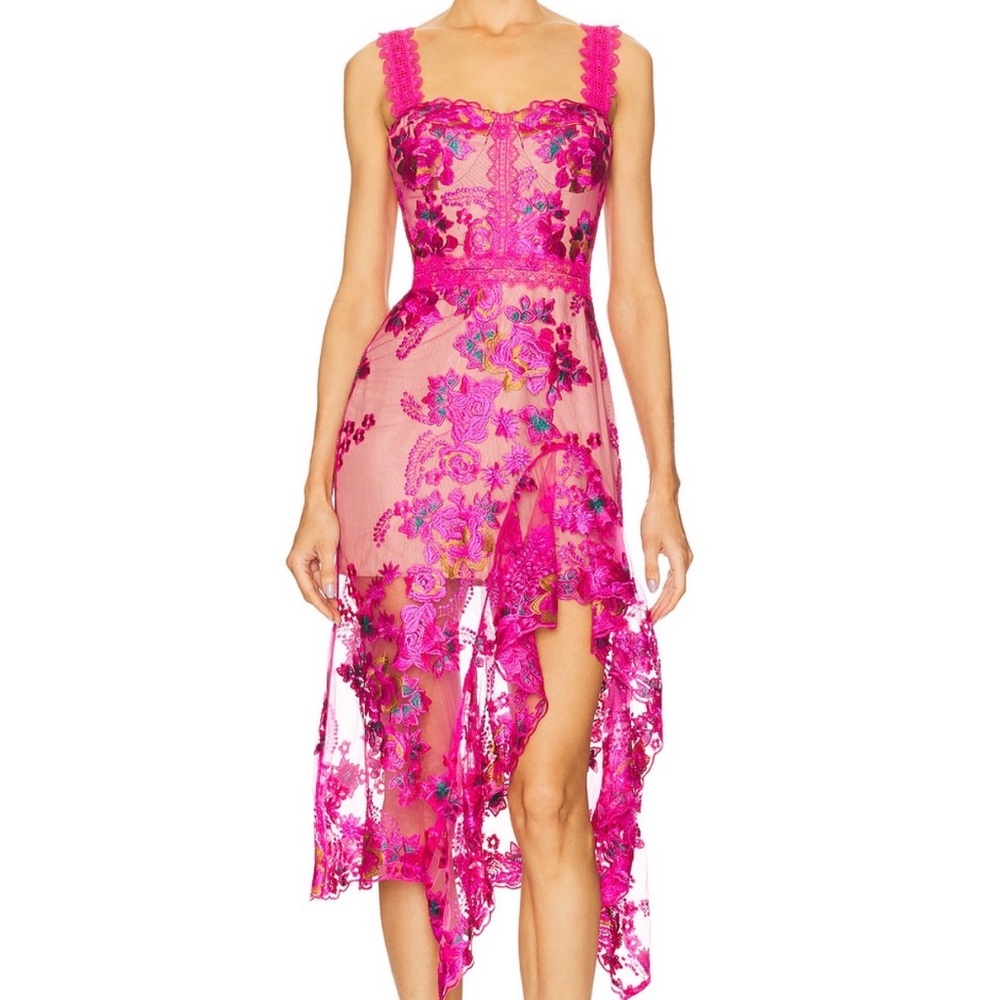 Bronx and Banco Asymmetrical Pink Floral Dress